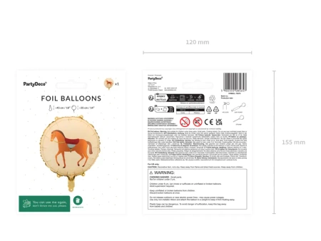 Balon foliowy Koń - Okrągły - 45cm