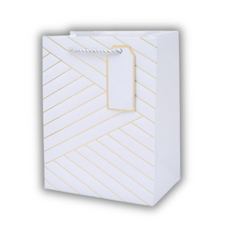 Torba prezentowa, Tłoczona, Jasnoszarna - 26x32x12cm