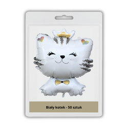 50 x Balon foliowy - Biały Kot - 52 x 71cm - Purka