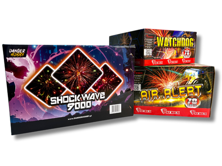 MOCNY ZESTAW SYLWESTROWY, 3 WYRZUTNIE