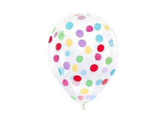 Balony lateksowe 30cm, Kolorowe Konfetti - 6 sztuk