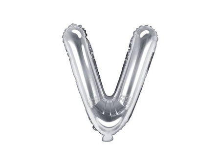 Balon foliowy - Litera "V" - Srebrna - 35 cm