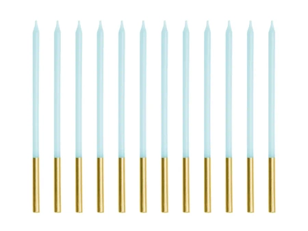 Świeczki urodzinowe - Gładkie - Jasny błękit - 14 cm - 12 szt.