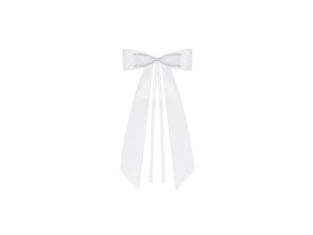 Kokardy z muszką, Białe, 14 cm - 4 sztuki