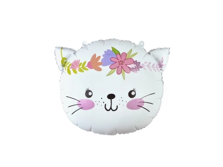 50 x Balon foliowy - Biała Głowa Kotka - 58 x 56cm - Purka