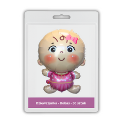 50 x Balon foliowy - Dziewczynka - Bobas - 49 x 69.5cm - Purka