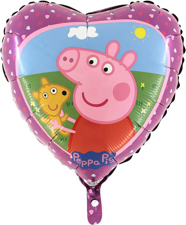 Balon bajkowy, serce - Peppa i Teddy - 46 cm