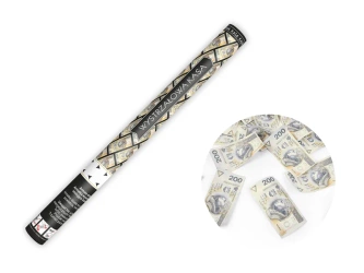 Tuba konfetti - Banknoty 200 PLN - 60cm