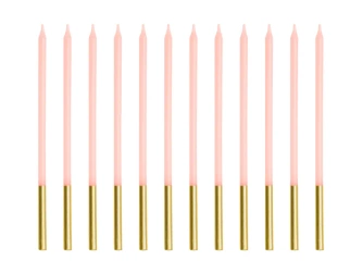 Świeczki urodzinowe - Gładkie - Różowy - 14 cm - 12 szt.