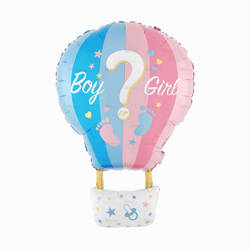 Balon Foliowy "Balon na ogrzane powietrze" - Boy or Girl - 52 x 80 cm