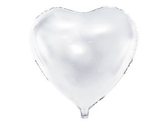 Balon foliowy, Białe Serce - 61 cm