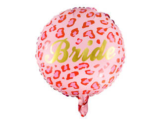Balon foliowy, Bride, różowy z cętkami - 45cm