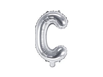 Balon foliowy Litera "C" - 35 cm - srebrny