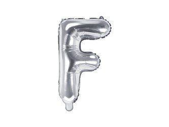 Balon foliowy Litera "F" - 35 cm - srebrny