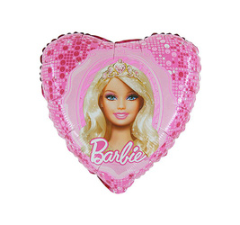 Balon foliowy, Serce, Barbie, 45 cm, 1 szt.