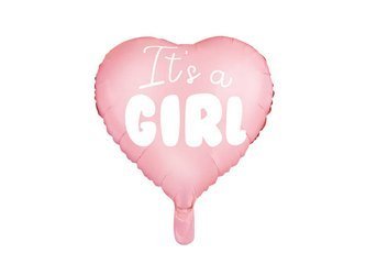 Balon foliowy Serce - It's a girl - 45 cm - jasny różowy