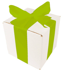 Bielone Pudełko kartonowe - klapowe - 15 x 15 x 15 cm - tasiemka zielona