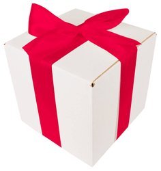 Bielone Pudełko kartonowe - klapowe - 20 x 20 x 20 cm - tasiemka ciemnoróżowa