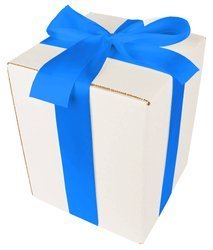 Bielone Pudełko kartonowe - klapowe - 20 x 20 x 25 cm - tasiemka niebieska