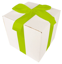 Bielone Pudełko kartonowe - klapowe - 25 x 25 x 25 cm - tasiemka zielona