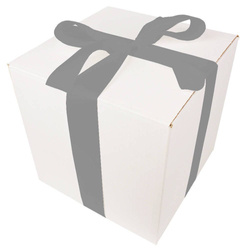 Bielone Pudełko kartonowe - klapowe - 30 x 30 x 30 cm - tasiemka srebrna