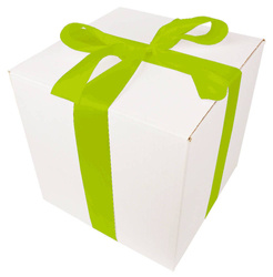 Bielone Pudełko kartonowe - klapowe - 30 x 30 x 30 cm - tasiemka zielona