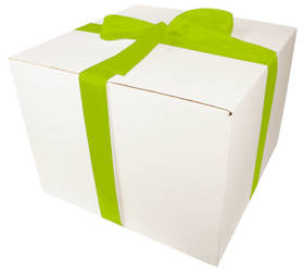 Bielone Pudełko kartonowe - klapowe - 40 x 40 x 30 cm - tasiemka zieloną