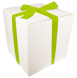 Bielone Pudełko kartonowe - klapowe - 40 x 40 x 40 cm - tasiemka zielona