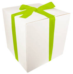 Bielone Pudełko kartonowe - klapowe - 60 x 60 x 60 cm - tasiemka zielone jabłuszko