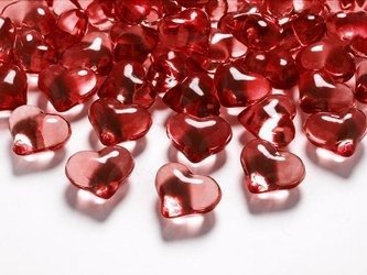 Kryształowe serca czerwone - dekoracja - 21 mm - 30 szt.
