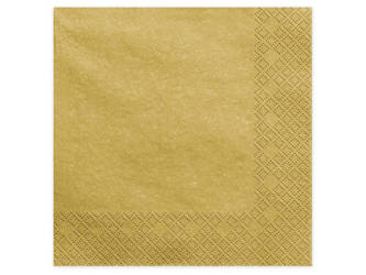 Serwetki papierowe, Złote, Metalizowane, 40x40cm - 20 sztuk
