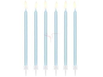 Świeczki urodzinowe, Gładkie, Błękitne - 14cm - 12 sztuk