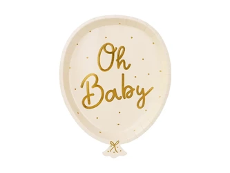 Talerzyki papierowe, Oh baby, 17.5 x 22 cm, 6 sztuk