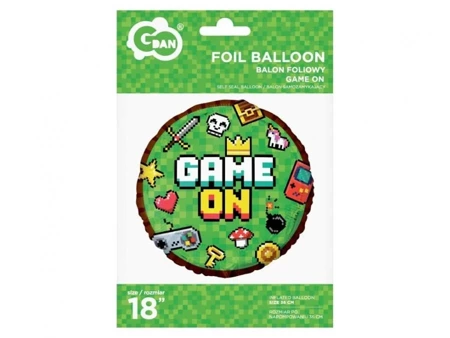 Balon foliowy 45cm, Game On, 1szt.