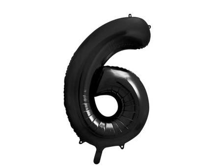 Balon foliowy - Cyfra "6" - Czarny - 86 cm