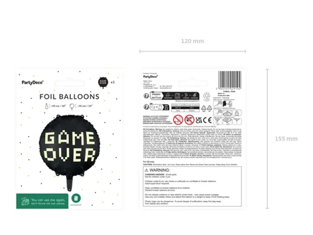 Balon foliowy, Game over, 45 cm