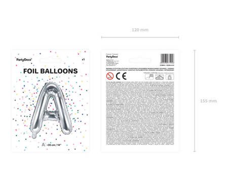 Balon foliowy - Litera "A" - Srebrny - 35 cm