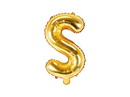 Balon foliowy Litera "S" - 35 cm - złoty