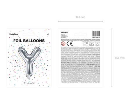 Balon foliowy - Litera "Y" - Srebrna - 35 cm