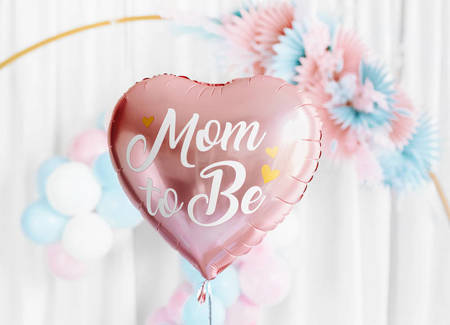 Balon foliowy, Mom to Be, Różowe Serce - 45cm