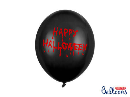 Balon lateksowy 30cm, Happy Halloween, Czarny - 1 sztuka