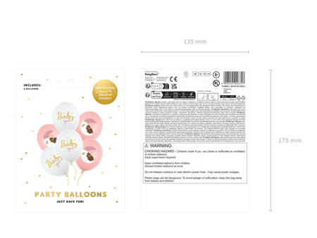 Balony 30 cm, Baby girl, mix, 6 szt.