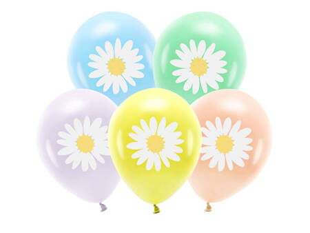 Balony Eco, 30 cm, Stokrotki, Mix, 5 sztuk