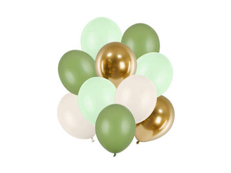 Balony lateksowe 30cm, zielone, mix - 10 szt.