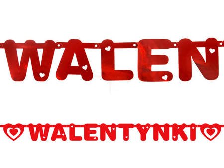 Baner metalizowany, Walentynki, Czerwony - 12 x 160 cm