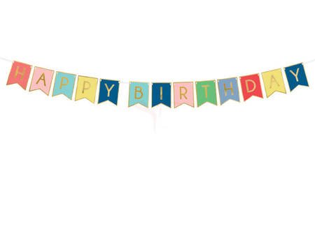 Baner urodzinowy, Happy Birthday, Kolorowy - 15 x 175 cm