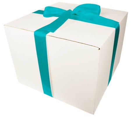 Białe pudełko prezentowe - Klapowe - 0,40 x 0,40 x 0,30m - Tasiemka turkusowa