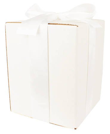 Bielone Pudełko kartonowe - klapowe - 20 x 20 x 25 cm - tasiemka jasnokremowa