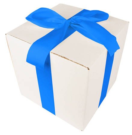 Bielone Pudełko kartonowe - klapowe - 25 x 25 x 25 cm - tasiemka niebieska