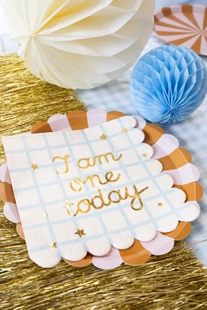 Serwetki papierowe - I am one today - Miś - Beżowe - 33x33cm